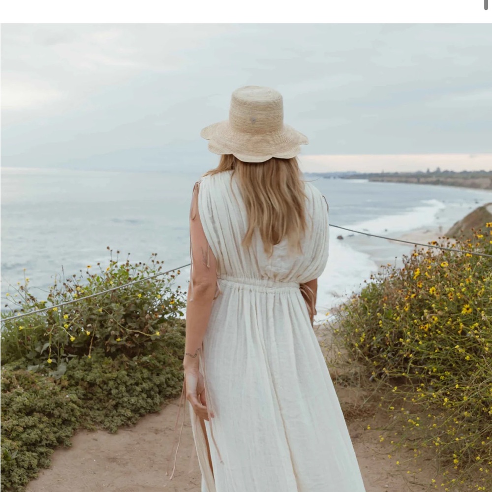 FREYA S/M Women's Packable Scallop Crochet Bucket Natural Hat $242 - Picture 3 of 12